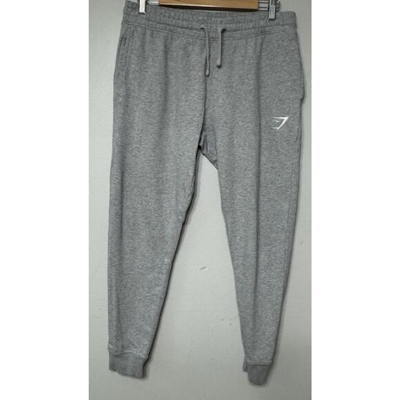 Gymshark Joggers Men's Crest Grey Size Medium Fleece Tapered Slim Fit Pants - Picture 1 of 8